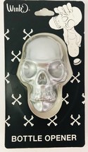 Wink Laugh Out Loud Skull 3D Figural Bottle Opener Silver Halloween Display - $29.69