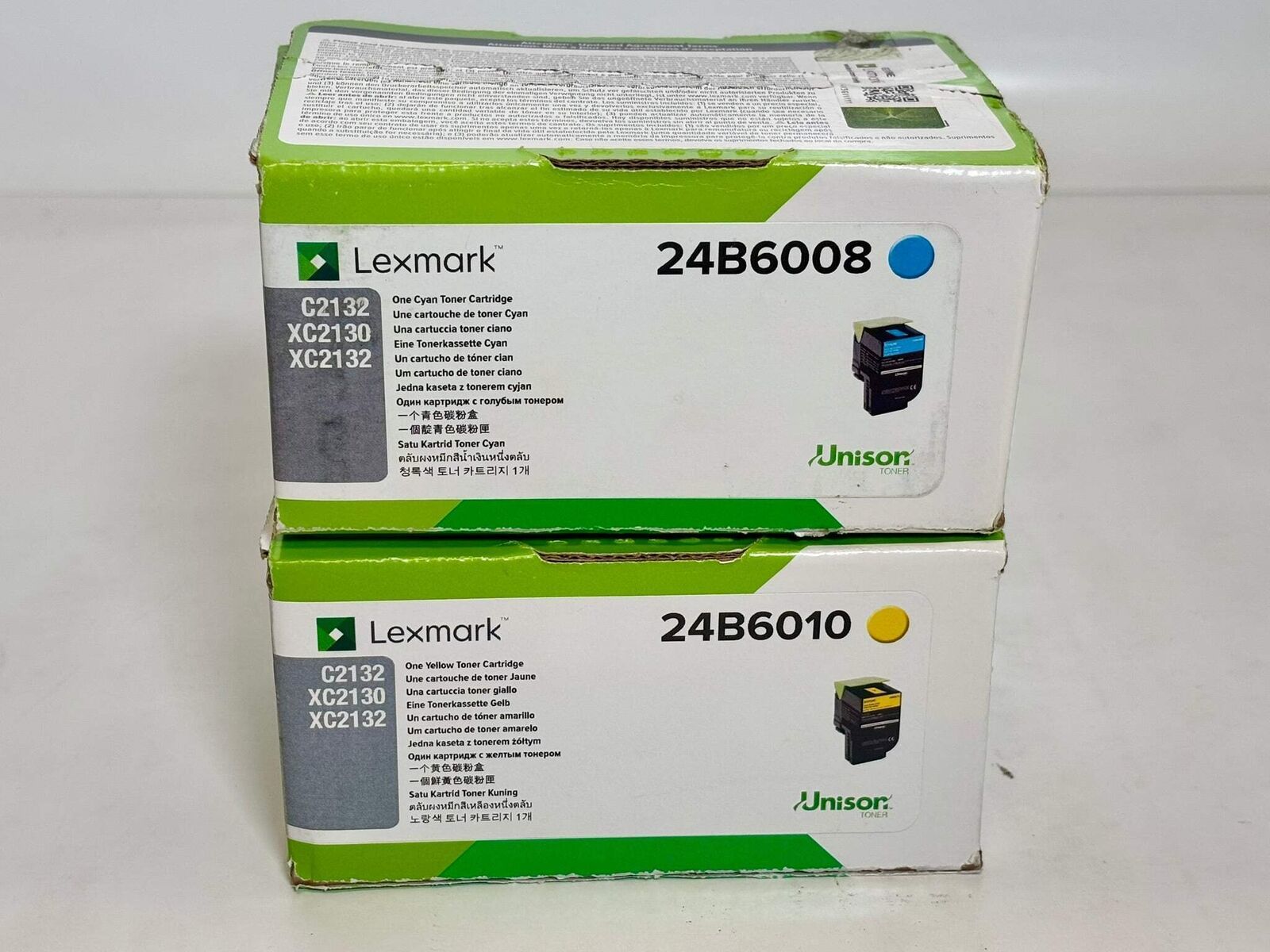 2 OEM Lexmark C2132,XC2130,XC2132 Cyan &amp; Yellow Toners 24B6008, 24B6010 - $126.23