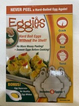 Eggies Hard Boiled Egg Cooker Crack Boil Twist Separator No More Peeling White - £15.81 GBP