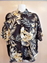 Puritan Hawaiian Shirt Men&#39;s XL Black Rayon Button Up Short Sleeve Floral - £6.75 GBP