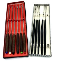 2 Fondue Fork Sets Woodcrest 1978  German Cheese Beef  - £17.97 GBP