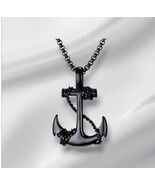 ‍☠️ Pirate Anchor Pendant Shiny Black Coated Necklace - $25.80