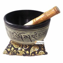Prisha India Craft Hand Painted Metal Tibetan Buddhist Singing Bowl Musical Inst - £27.69 GBP