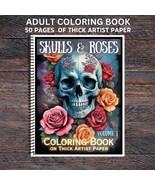 Skulls &amp; Roses Spiral Bound Adult Coloring Book - Thick Artist Paper - 5... - £23.90 GBP