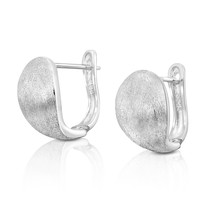 Unique and Chic Flattened Satin Hoops Sterling Silver Hinge Lock Earrings - £20.24 GBP