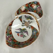 Japanese China Condiment Bowl with Handle Double Oval Gold Trim 1950&#39;s-1... - $30.81