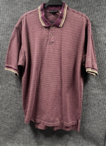 Nike Golf Shirt Mens XL Maroon Red Tan Striped Polo Pullover Short Sleev... - £18.15 GBP