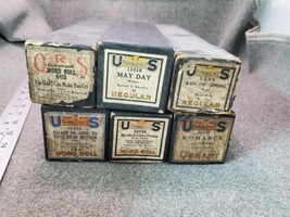 Estate Find Lot Of 6 Vintage Us &amp; Qrs Player Piano Word Roll Music Rolls - £40.91 GBP