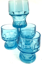 4 Glass GEORGIAN Viking Excelsior Azure BLue Flat Tumbler 4&quot; MCM 9 oz US... - £31.28 GBP