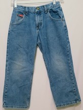 Blue Jeans Denim Boys Size 8 Husky Wrangler Adjustable Waist Straight  - £22.08 GBP