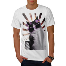 Wellcoda Cat Glasses Flower Mens T-shirt, Awesome Graphic Design Printed Tee - £14.90 GBP+