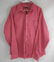 Arrow Fitted Wrinkle Free Men&#39;s Melon Pink Casual Dress Shirt Size XL - £13.67 GBP