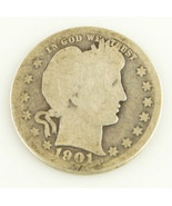 1901-O 25c BARBER QUARTER COIN ABOUT GOOD AG CONDITION - €46,87 EUR