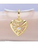2023 Me Collection 14k Gold -plated ME Heart &amp; Rays Medallion Dangle Charm  - £9.04 GBP