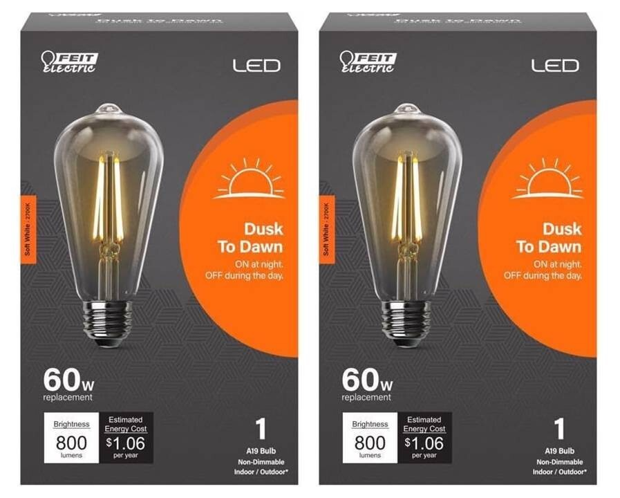 Feit ST19C927CADDFLD LED Dusk to Dawn Bulb ST19 E26 (Medium) Soft White ... - $19.80