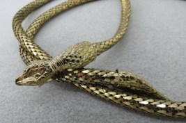 Vintage Mesh Snake Necklace Belt 39&quot; Long Shiny Gold Tone Estate Find - £38.40 GBP