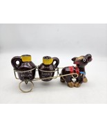 DONKEY &amp; Cart Little Brown Jug Salt &amp; Pepper Shakers JAPAN Hand-Painted ... - $11.15