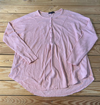 gibson look NWOT women’s 1/2 button waffle knit shirt size L pink T8 - £7.81 GBP