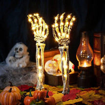 2Pc Halloween Skeleton Arms Hand Stakes Lamp 8 Modes Timer Waterproof Decoration - £31.63 GBP