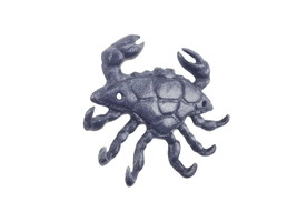 [Pack Of 2] Rustic Dark Blue Cast Iron Decorative Crab with Six Metal Wall Hooks - £44.30 GBP