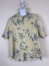 Island Republic Men Size L Yellow Floral Button Up Shirt Short Sleeve Pocket - £5.79 GBP
