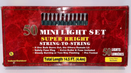 2 RED Mini String Lights 50 Ct Indoor Outdoor End To End Green Wire VTG ... - $19.22