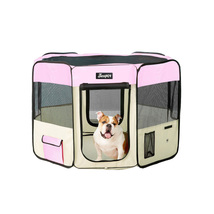 JESPET Pet Dog Playpens 61&quot; Portable Soft Dog Exercise Pen Kennel, Pink - £72.37 GBP