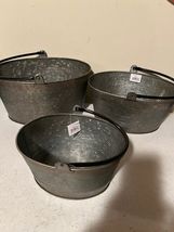 Set 3 metal Buckets with Handles with distressed finish - Sale image 4