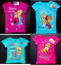 Disney Frozen Anna Elsa Comodidad Algodón Camisetas Nwt Niña Sz.4 , 5 O 6 - £9.58 GBP+