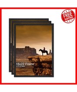 Set of 3 Lightweight 16x22 Picture Frames - Stylish Black Engineering Wood - $108.88 CAD