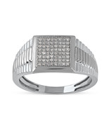 Authenticity Guarantee 
10K White Gold 0.20CT TW Diamond Cluster Ribbed ... - £333.44 GBP