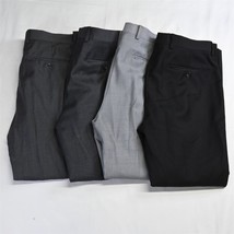 Lot 4 Mantoni 34 x 29 Black Gray Super 140s Wool Suit Slacks Mens Dress Pants - £63.25 GBP