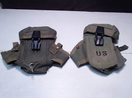 2 Vintage 7&quot; U.S. Military Small Arms Ammo Pouches W Alice Clips ~ Check Photos - £23.45 GBP