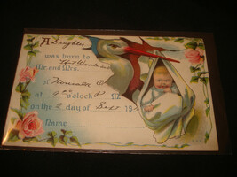  Vintage Antique 1910 Stork Bird Baby New Born congratulations postcard  - $10.29
