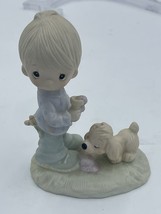 Vintage Precious Moments Porcelain  Figure 1976 Praise The Lord Anyhow Dog - £7.75 GBP