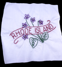 Rhode Island Embroidered Quilted Square Frameable Art State Needlepoint Vtg - £21.94 GBP