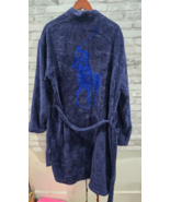 POLO Ralph Lauren Men&#39;s Bath Robe sz L/XL Navy Blue Big Pony Plush Velour - $1,520.35 MXN