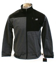 New Balance Gray &amp; Black Soft Shell Zip Front Signature Jacket Men&#39;s NWT - £70.81 GBP