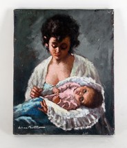 &quot;My Beautiful Baby&quot; by Helena Montrec Oil Painting on Canvas Unframed 14&quot; X 11&quot; - £1,587.65 GBP