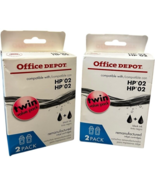 2 twin value pack (4pcs) Office Depot Brand HP 02 compatible Black Ink C... - $20.98