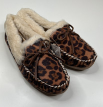 J. Crew NWOB Women’s 9M brown faux fur fuzzy slip on moccasin slippers F8 - £27.77 GBP