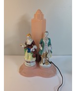 Vintage Art Deco Glass Bullet Torpedo with Victorian Couple Antique Lamp... - $1,298.35 MXN
