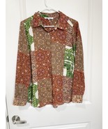 Rose &amp; Olive Patchwork Paisley Print Button Down Shirt Long Sleeve Boho ... - $43.90 CAD