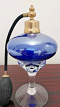 Vintage Blue  Crystal Glass Perfume Bottle. 7&quot; - $35.54