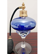 Vintage Blue  Crystal Glass Perfume Bottle. 7&quot; - $672.71 MXN