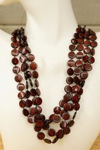 Vintage Costume Jewelry Flat Maroon Brown Net Bead Plastic Molded Neckla... - $19.79