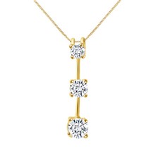 1.00 Ct 3-Stone Moissanite Necklace Past Present Future Pendant 14K Gold... - $467.46