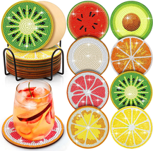 8Pcs Fruit Diamond Painting Coasters, Diamond Art Kits for Adults Kids, Summer D - £15.63 GBP