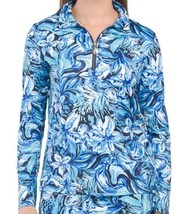 Nwt Ladies Stella Parker Ocean Blue Floral Long Sleeve Polo Golf Shirt - M L Xl - £31.96 GBP