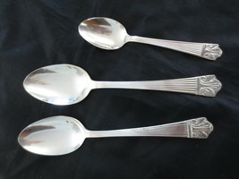 3 Pc. - 1935 QUEEN ESTHER Soup or Serving SPOONS &amp; TEASPOON SILVERPLATE - £9.43 GBP